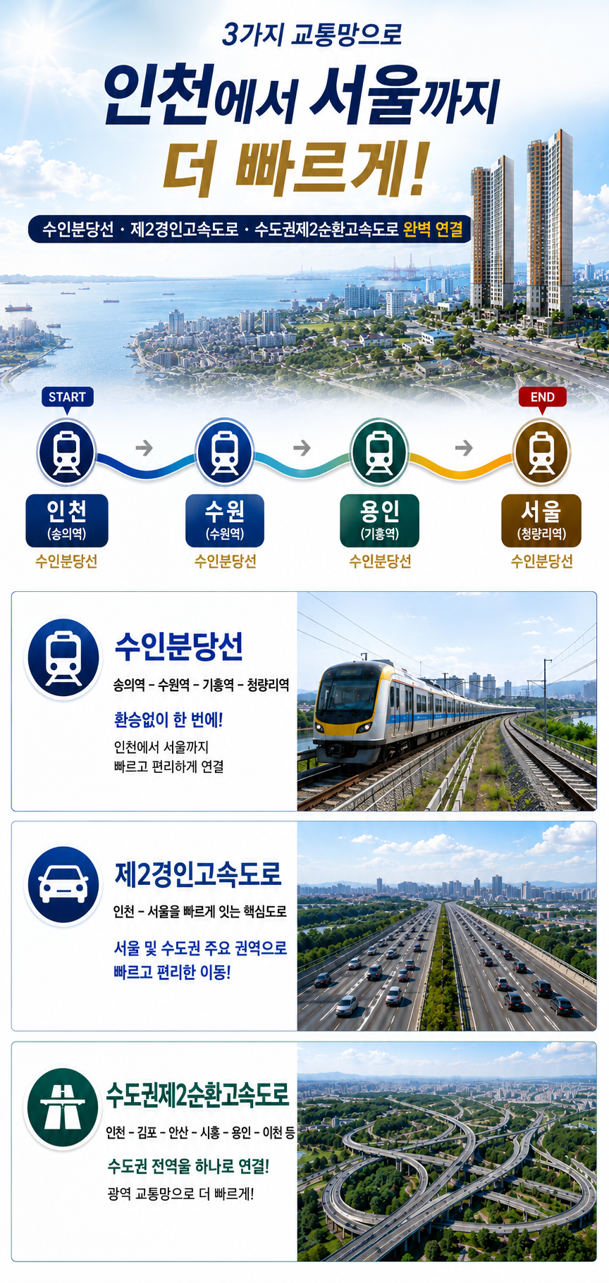 용현 우방 아이유쉘 교통·입지 인포그래픽 — 인천에서 서울로 잇는 교통망