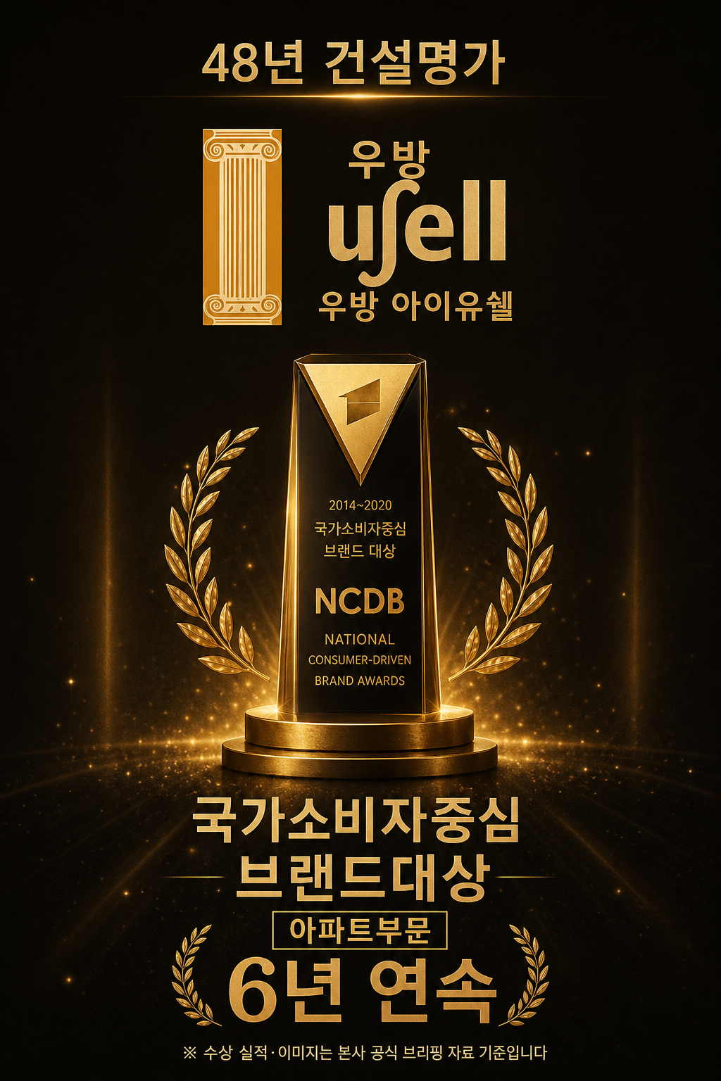 48년 건설명가 우방 — 브랜드대상 6년 연속 (본사 자료 기준)