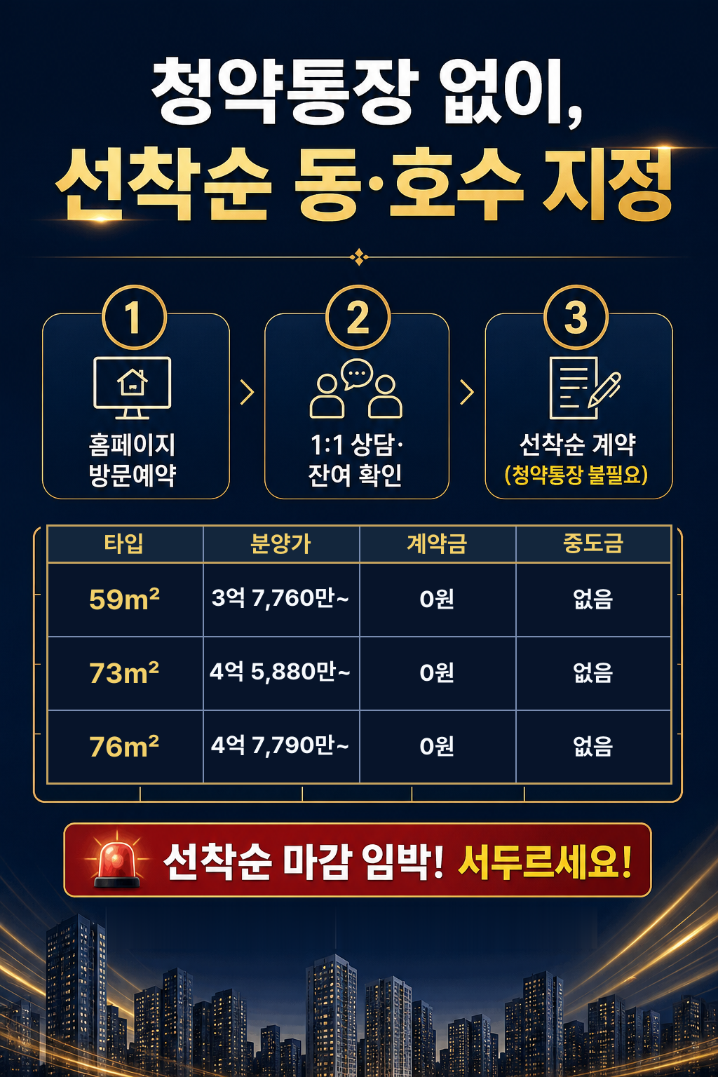 청약통장 없이 선착순 동·호수 지정 절차
