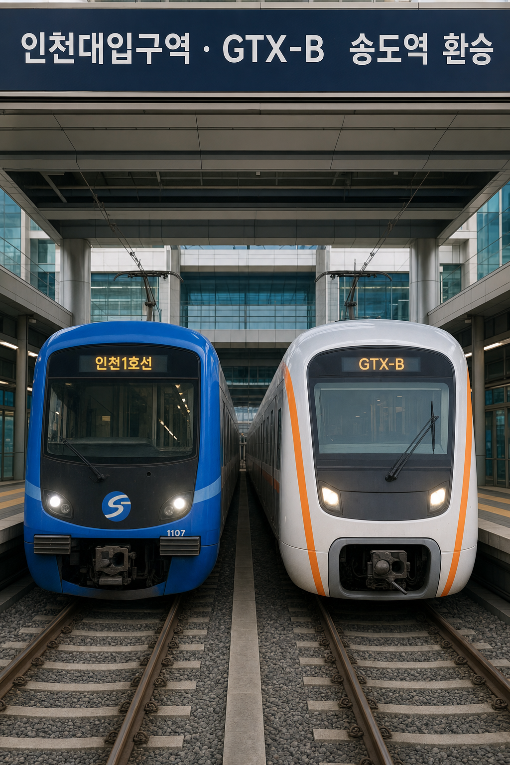 인천대입구역 GTX-B 송도역 환승 · 인천1호선·GTX-B 정차